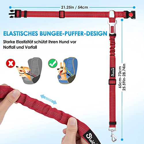 SlowTon Hundegurt fürs Auto, 2-in-1 Kopfstützen-Rückhalte Anschnallgurt Hund Auto mit Universalschnalle und einstellbarem, reflektierendem Gummiband zum Aufhängen von Sicherheitsgurten an Kopfstützen