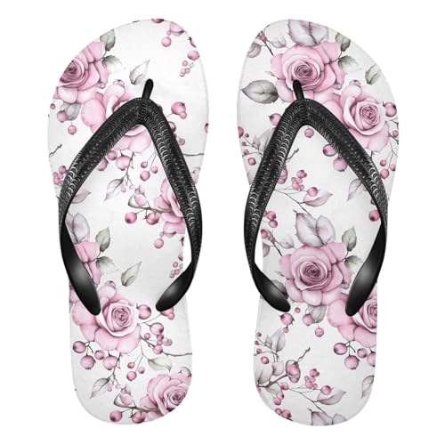 Roses Pink Berries Flip Flop Beach Summer Casual Sandal for Women & Men Shower Shoes 20860965