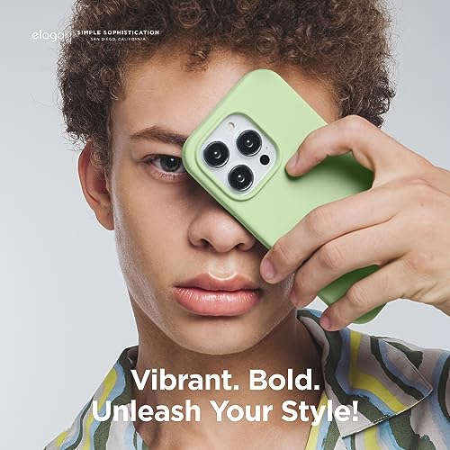 Image of elago Compatible with iPhone 15 Pro Case, Liquid Silicone Case, Full Body Protective Cover, Shockproof, Slim Phone Case, Anti-Scratch Soft Microfiber Lining, 6.1 inch (Pastel Green)