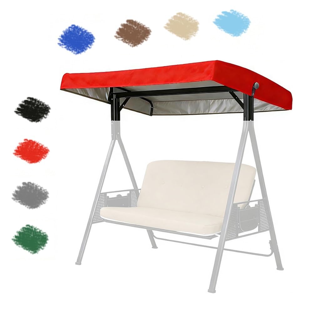 BEWEGNLNHK 75x47in Replacement Canopy Top Cover For Patio Swing, 2/3 Seater Porch Swing Canopy Replacement Top, Waterproof Garden Swing Seat Canopy Cover(Red)