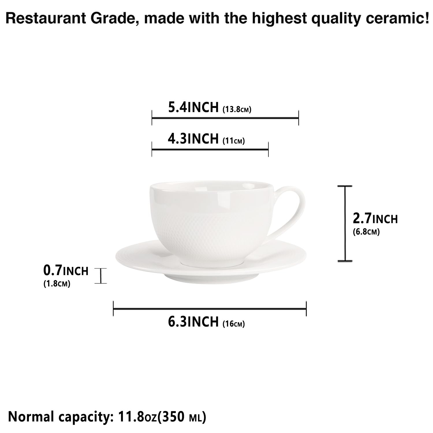 Juego de tazas de café, taza de té de cerámica con platillo, tazas de espresso de 8 piezas, tazas apilables, para café con leche, té caliente, capuchino, moca, cacao, lavavajillas, horno,