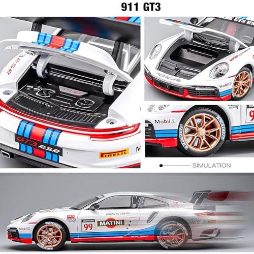 Image of Kiddie Galaxia Porsche 911 GT3 RSR Turbo S 1:32 Scale Model Car Exclusive Alloy Metal Pull Back Die-cast Metal Toy car with Openable Doors Light Music Best Gifts Toys Kids【Colors as Per Stock】