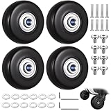 Juego de 4 ruedas de repuesto para maleta, ruedas de equipaje de 50 x 18 mm, ruedas de repuesto silenciosas de goma para maletas de viaje, ruedas giratorias, kit de accesorios de reparación de piezas