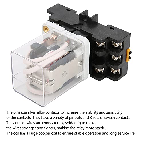 Relé JQX-38F 24V con base de 12V CC para control industrial 3