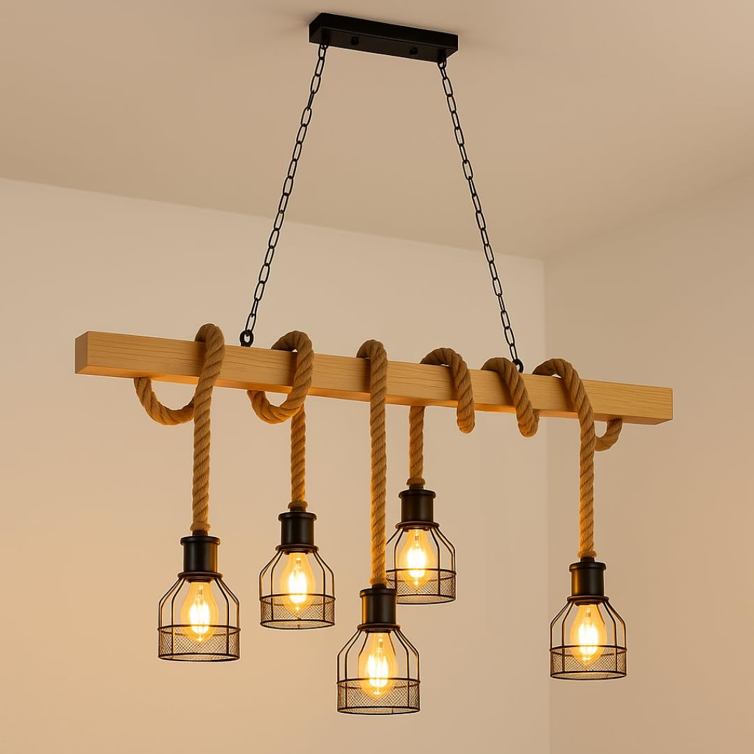 Lampada a sospensione in corda di canapa Kit vintage con spina