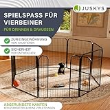 Juskys Welpenauslauf Plus 160x160x80 cm - Welpenlaufstall 8-teilig aus Metall - Freigehege mit Tür - Welpengitter für Hunde, Hasen & Kleintiere