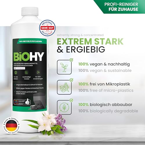 BiOHY Wischroboter Reiniger für Station mit Frühlingsduft (1L) | Bodenreiniger Wischroboter & Reinigungsmittel für Saugwischer und Saugroboter Konzentrat für Parkett, Fliesen & Hartböden 2