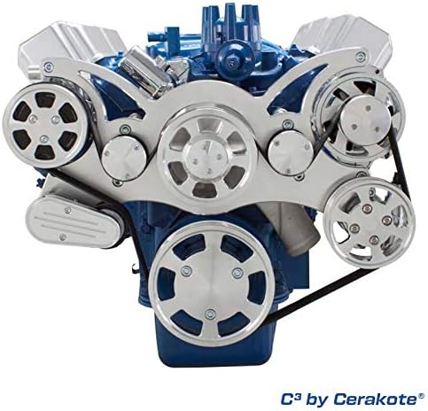 All Inclusive Serpentine System Compatible with Ford FE 390 427 428 Engines with Maintenance Free Clear Coat Finish