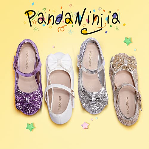 Pandaninjia Girls Dress Shoes Toddler Heels Ruby Bow Mary Jane Low Heels Flower Girl Party Pumps Wedding Princess Shoes For Toddler/Little Kid/Big Kid (Gold Sequin, 13 M Us Little Kid) #TOP2
