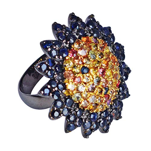 Bague saphir bleu cadeau d'anniversaire idéal en argent 925 fait main FSJ-5927