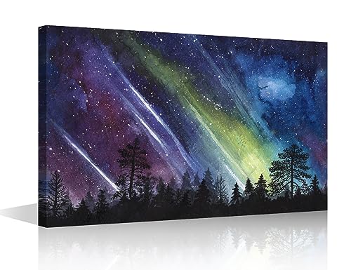 Cuadro de aurora boreal para dormitorio y sala de estar moderna lienzo decorativo TISHIRON