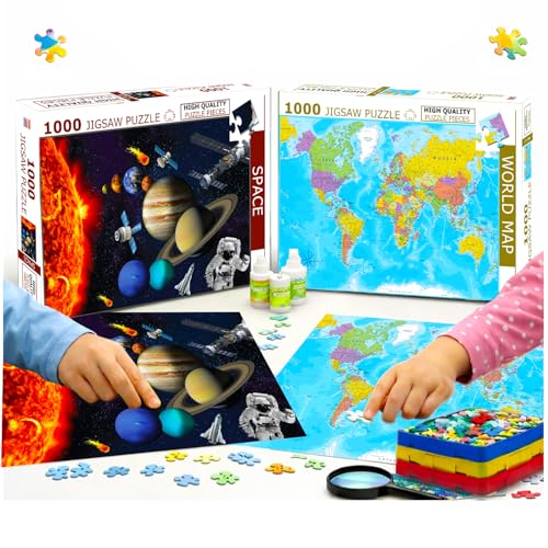 Image of Castle Jigsaw Puzzles for Kids and Childrens - Realistic Illustration Challenging Brain Booster Gifts, Fun and Creative Fun Game - Ages 5+ (500 Pcs) (World Map + Spac)