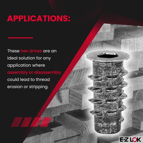 E-Z Lok Threaded Insert, Zinc, Hex-Flanged, 1/4"-21 Internal Threads, 0.787" Length (Pack of 50) - Thumbnail 5