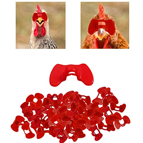 Weilan 50 Pieces Pinless Peepers for Chicken Peepers Eye Glasses Pheasant Poultry Blinders Spectacles (Red Middle)
