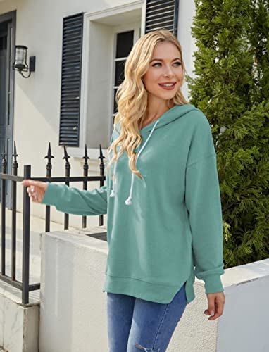 Women Long Sleeve Casual Sweatshirt Relaxed Hoodie Loose Fitted Tunic Tops Pullover Shirts Green Xx-Large #TOP2