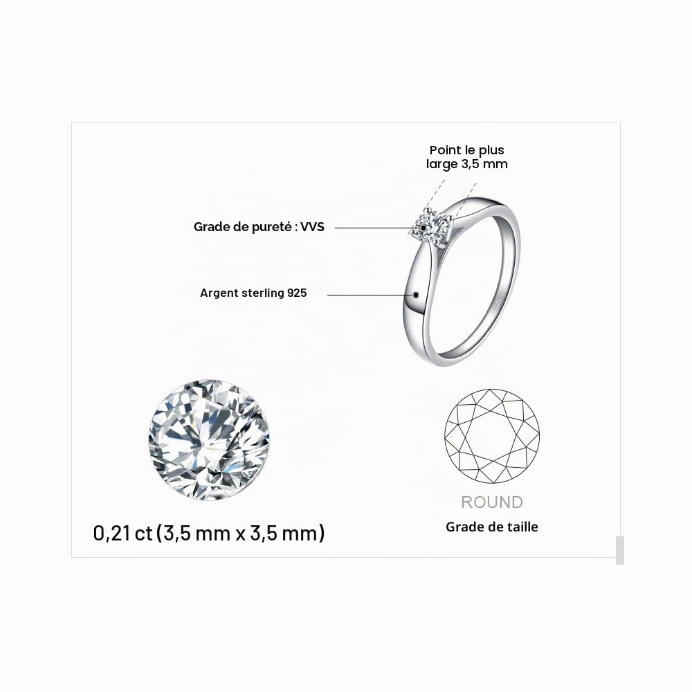 JewelryPalace Bague de Fiançailles Anneau d'Alliance pour Femme Zircone Cubique Rond en Argent 925 Mariage Promise Engagement Cadeau Anniversaire Magnifique, Plaqué Or Jaune Or Rose Bijoux femme