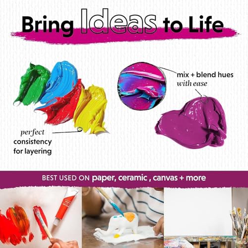 Image of Paint Set - Craft Colors for Wood, Canvas, Fabric, and Ceramics: Art Supplies for Kids and Adults (12X12ML-Water Color)