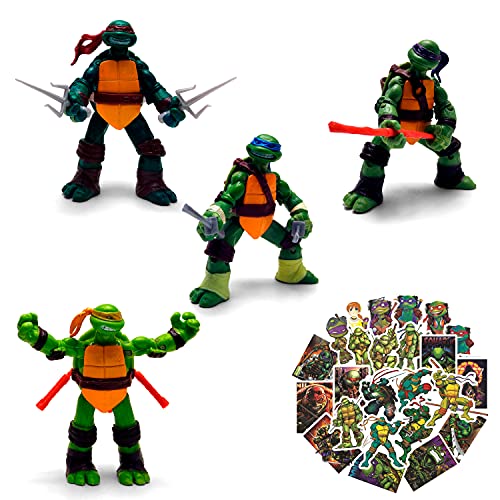 Figurines Ninja Turtles Action Figures Mutant Teenage | TMNT Action Figures Classic Model | Set of 4 Ninja Turtles Action Figures (4.13 Inches) + Stickers Ninja Turtles (Set of 50 pcs) Figurines Ninja Turtles Action Figures Mutant Teenage | TMNT Action Figures Classic Model | Set of 4 Ninja Turtles Action Figures (4.13 Inches) + Stickers Ninja Turtles (Set of 50 pcs)