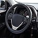 FMS Genuine Leather Car Steering Wheel Cover Universal 15.5 Inch Automotive Interior Accessories-Black, Durable, Breathable, Anti slip, Odorless