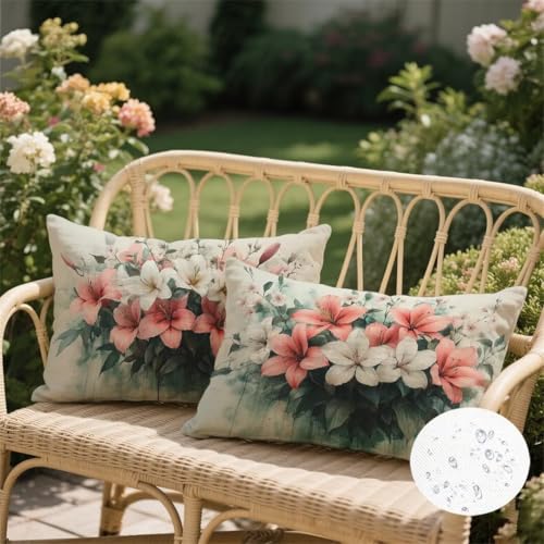 Housse de coussin imperméable aspect lin avec fermeture éclair cachée pour l'extérieur - 3