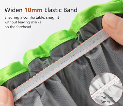 mikimini Large Black Shower Cap for Women and Men Reusable Waterproof XL Shower Hats for Thick Long Hair Black Bath Caps with Green Edge 2 Packs - Image 4