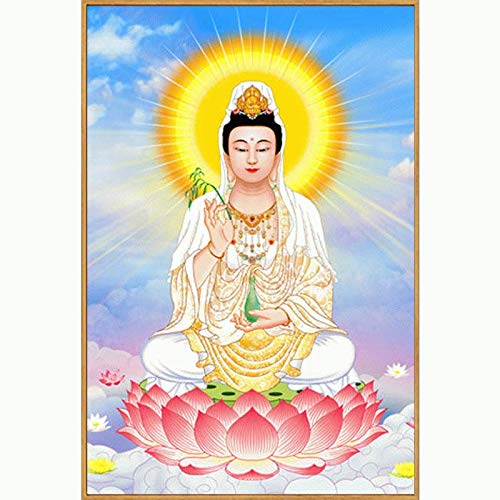 Broderie Diamant Bouddha 5D grand format 70x140cm en strass brillants de haute qualité