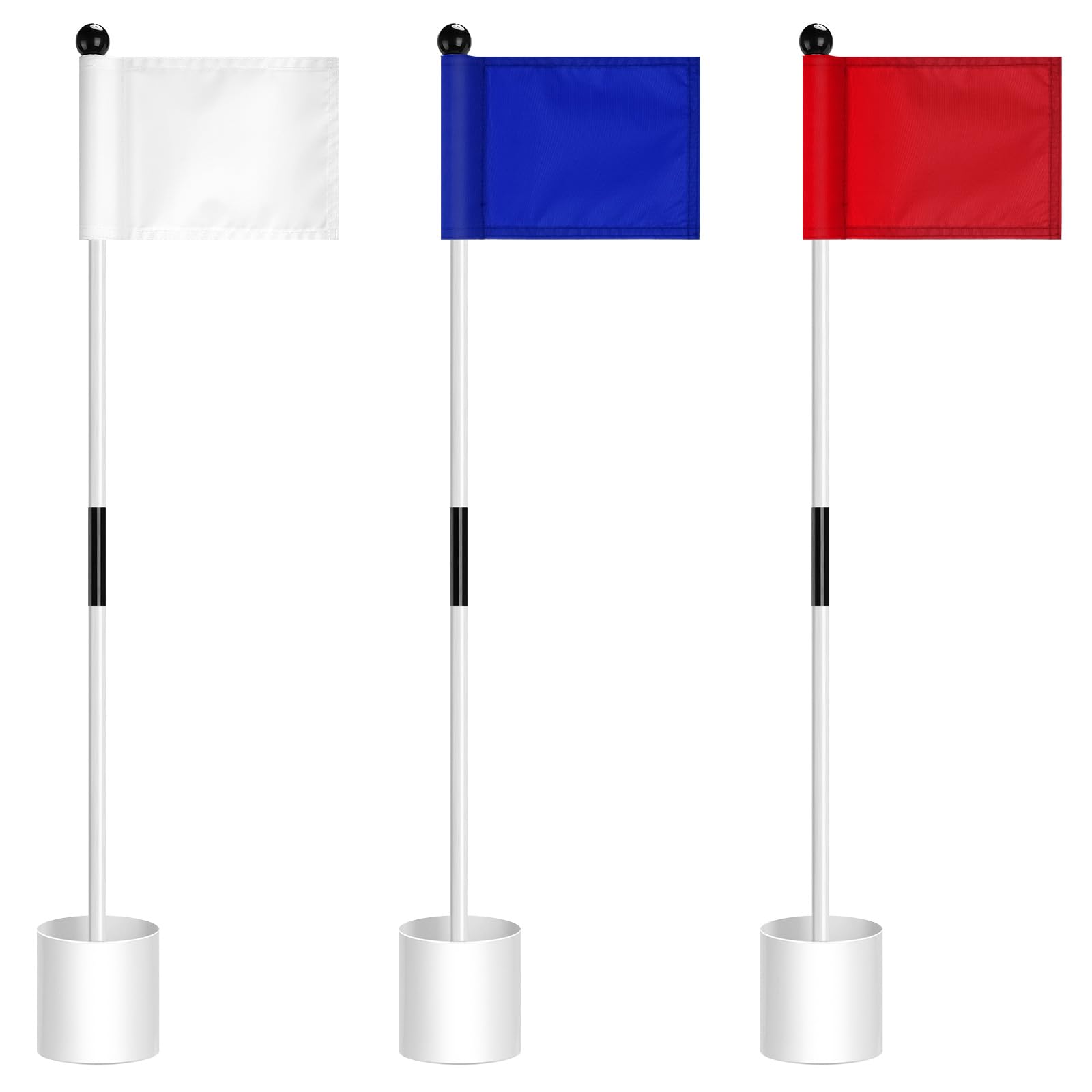 3 Set Golf Flagsticks Putting Green Flags for Yard, Cute, Assorted