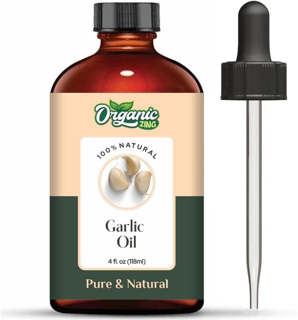 Organic Zing Garlic (Allium Sativum) Oil | Pure & Natural Essential Oil for Skincare and Hair Care - 118ml/3.99fl oz