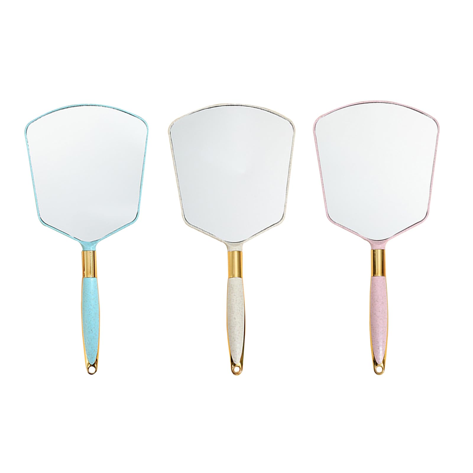 LUVDECO Espejo de Mano con Mango Profesional Portátil Espejo Espejo de Tocador para Maquillaje Rostro y Cabello Espejo Mano Grande para peluquerías Cuadrado Forma Blanco Azul Rosa (Azul)