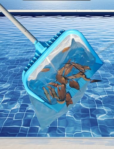 Épuisette de piscine, râteau à feuilles robuste avec sac en maille de nylon fin profond – Nettoyage rapide, bord facile pour ramasser et enlever les débris