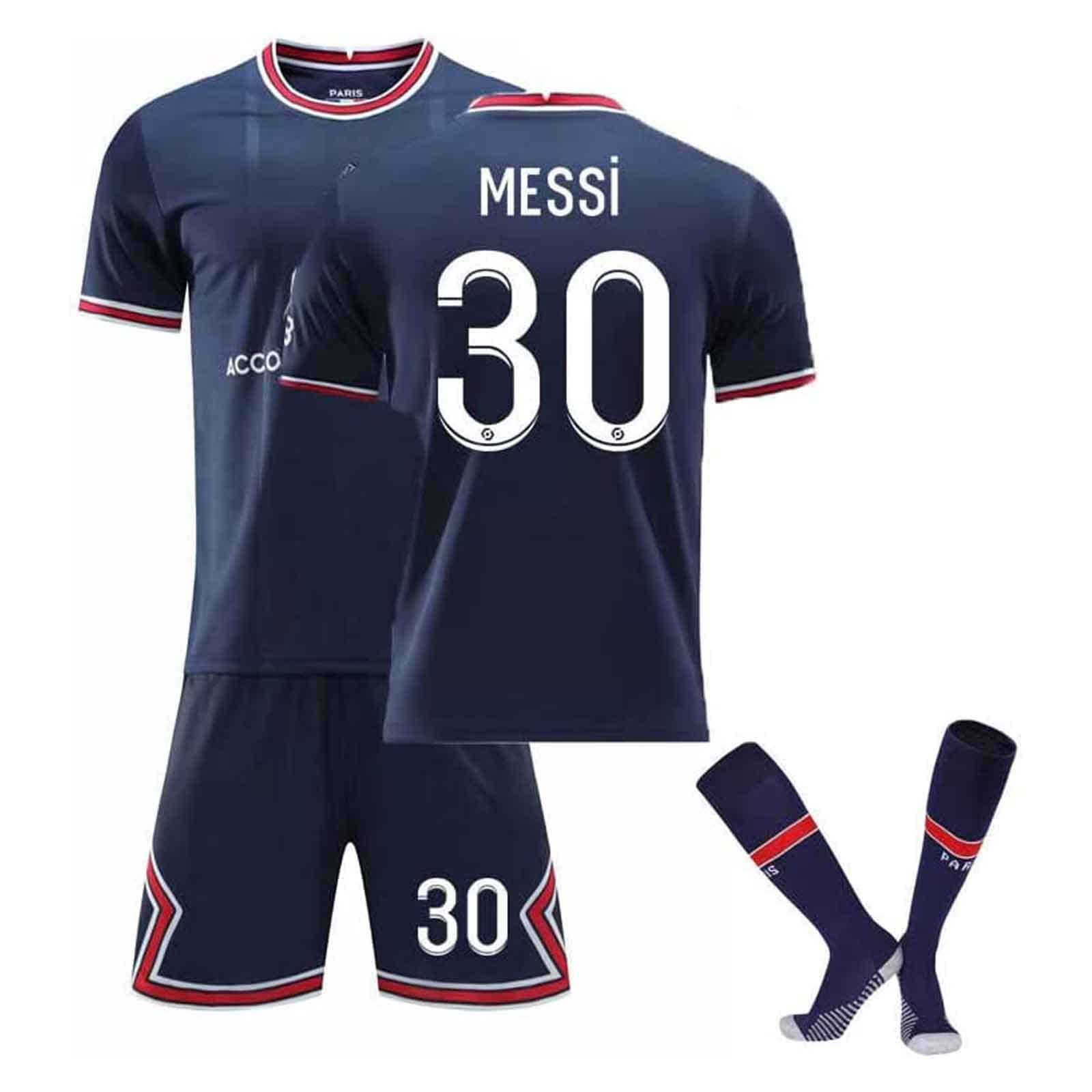 Messi Jersey Football Jersey for Kids Set, Mbappe Kids Football t shirts for Boy 6years - 15years