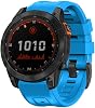 22mm Silicone Strap Compatible with Garmin Descent G2/Descent G1/Fēnix 8 Pro/8/E 47mm/Tactix 8 47mm/Fenix7/Solar/6/5, Soft Silicone Sport Breathable Replacement for Women Men - Sky Blue