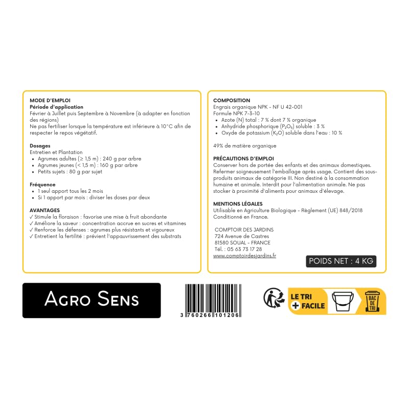 Ferti Agrumes - Engrais pour agrumes, citronniers, orangers - Seau 4 kg
