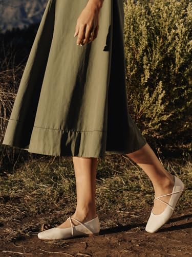 Image of Coutgo Womens Square Toe Ballet Flats Comfortable Slip On Mary Jane Flats Crisscross Strap Work Casual Shoes