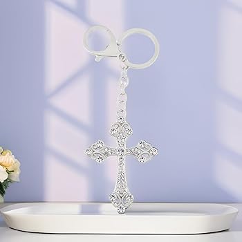 YONGYAN Cross Keychain Crystal Rhinestones Keyring Car Bag Purse