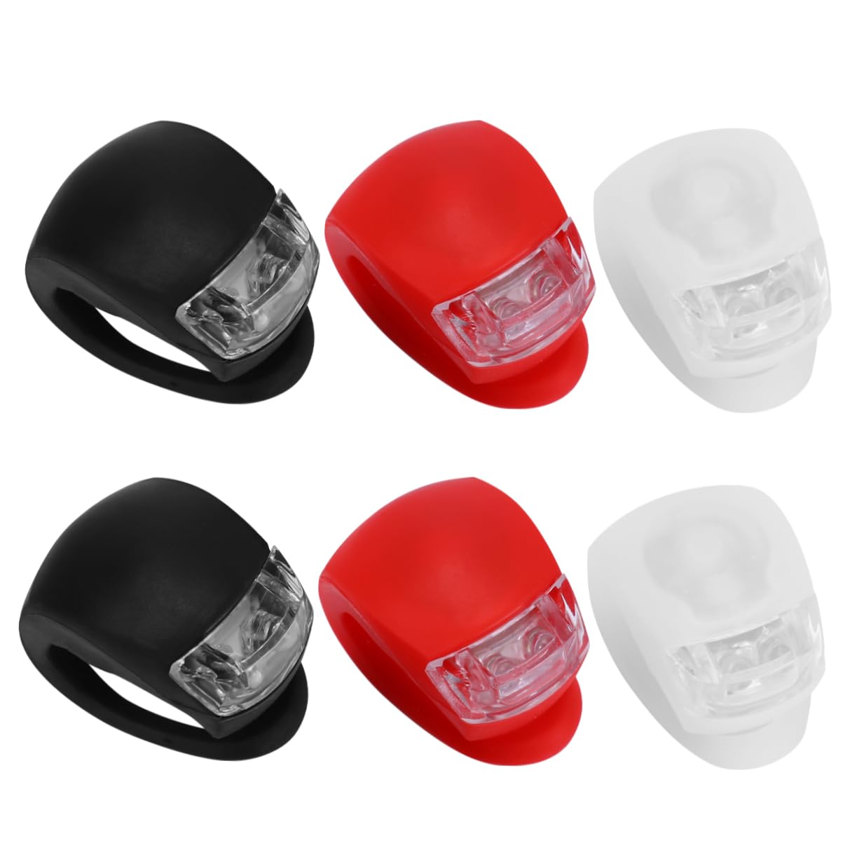 BESPORTBLE 12pezzi per Bicicletta LED Impermeabili di Lampade di Anteriori e Posteriori Silicone Accessori per Ciclismo Notturno Rosso Nero Bianco