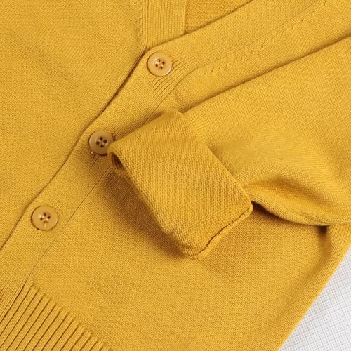 Image of HAOLUKI Baby Boys Girls Button Closure Cardigan Toddler Cotton Knit Sweater Solid Color V-Neck Cardigan School Uniforms