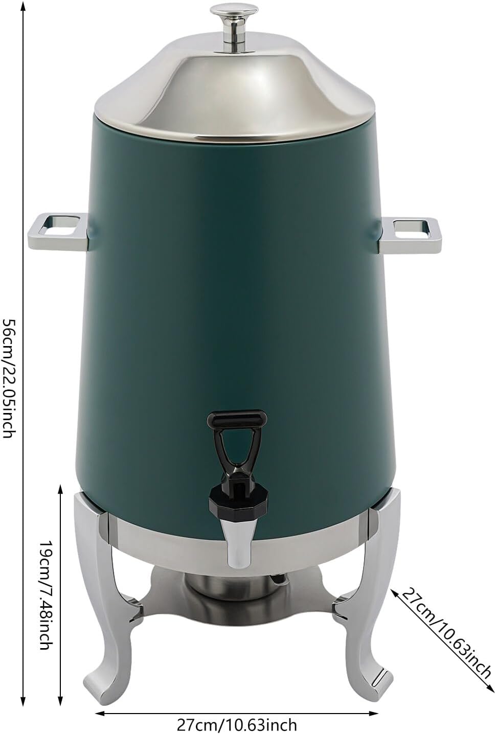 3.4 Gallon Electric Beverage Dispenser with Temperature Control – Hot Drink Station for Coffee, Tea, and Milk | Versatile Stand for Hot & Cold Drinks (Green)