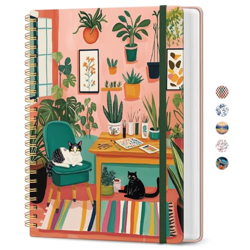 Taja Spiral Notebook for Work Thick Hardcover Lined Journal for Note Taking