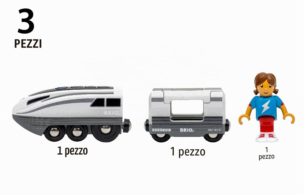 BRIO 36003 - Turbo Train - Trenino a batteria per bambini dai 3 anni in su, blu/bianco