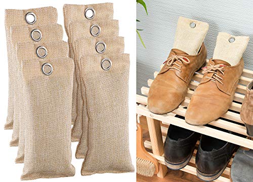 newgen medicals Geruchsabsorber: 2in1-Schuh-Erfrischer mit Bambus-Aktivkohle, geruchsmildernd, 8x 75 g (Bambuskohlebeutel)