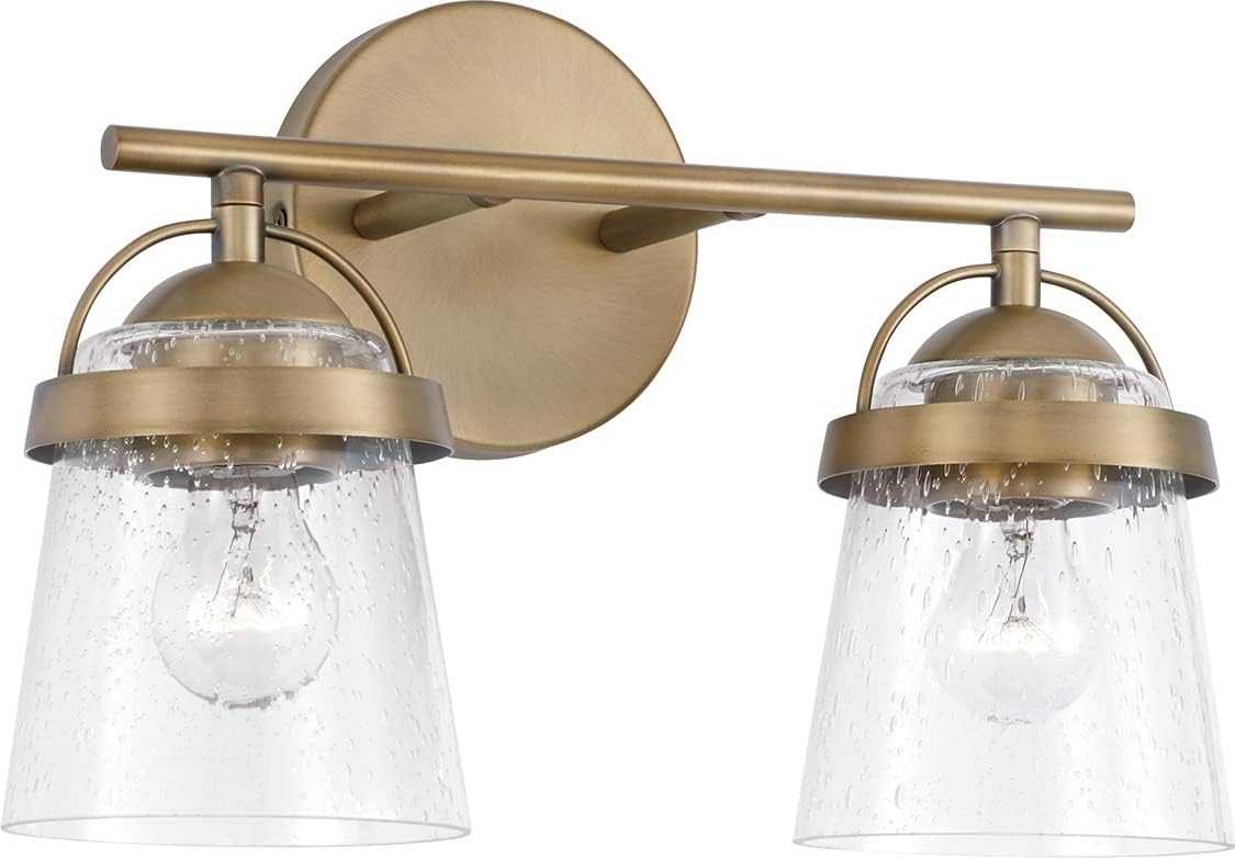 HomePlace by Capital Lighting 147031BN-534 Madison Transitional Clear Seeded Glass Vanity Light for Bathroom, 3-Light 300 Total Watts, 10" H x 23" W, Brushed/Satin Nickel
