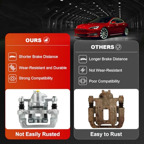 Image of cciyu Rear Left Disc Brake Caliper Assembly with Bracket For Hyundai For Elantra L4 2.0L 2007-2010 Replace# 19-B3457 Rear Driver Side