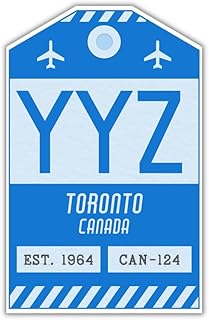 YYZ Toronto Canada Luggage Tag Sticker/Airport Code Baggage Decal/Collectible Travel Decor/Vintage Inspired Design (Blue)