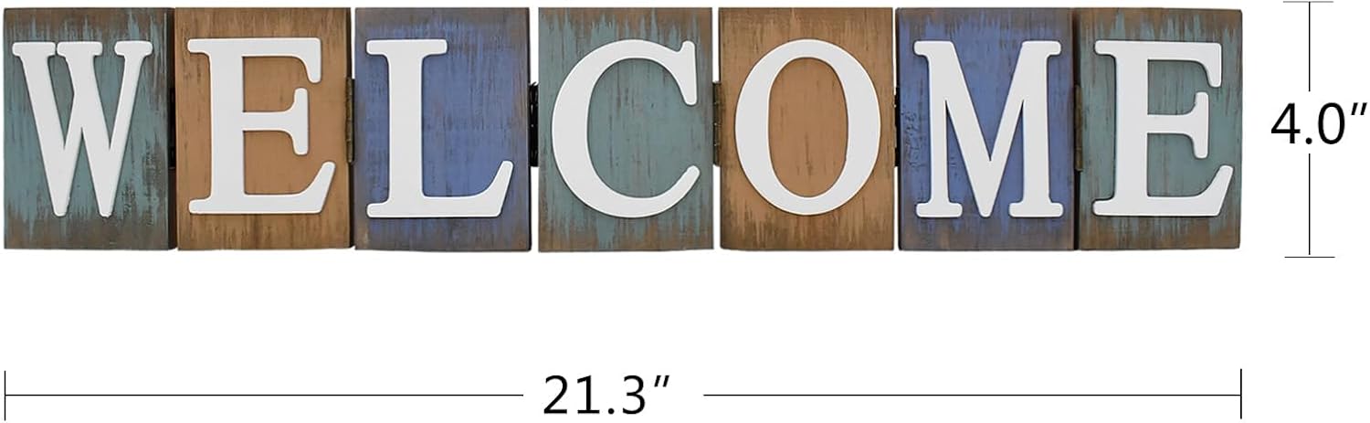 Welcome Tabletop Wooden Cutout Letter Sign - Folding Hinged Free Standing Rustic Love Word Sign for Table, Shelf, Mantel, Fireplace Farmhouse Home Decor - Image 7