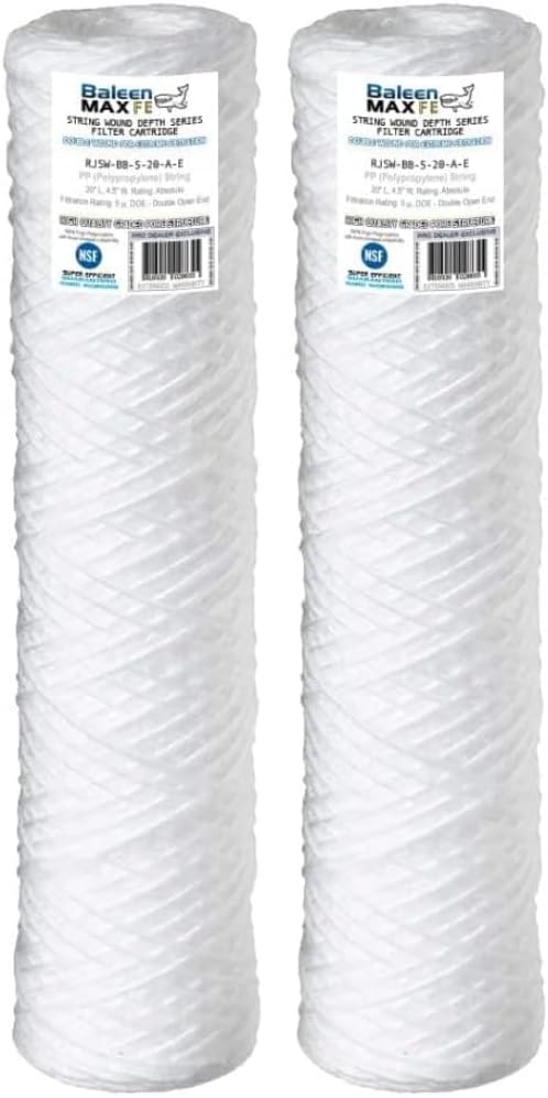 Baleenフィルタ20 " x 4.5 " 5ミクロンString Wound堆積物フィルタカートリッジRepla