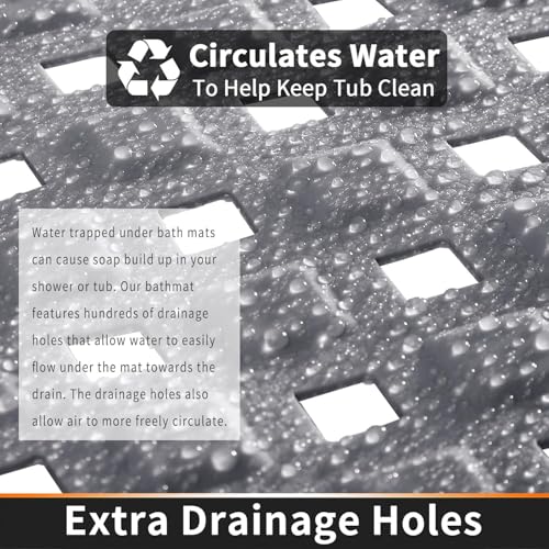 Image of Door mat Bathroom mats Anti Slip for Entrance Floor Foot Skid Bathtub Bath Shower Suction Cups (Grey 70x40cm)