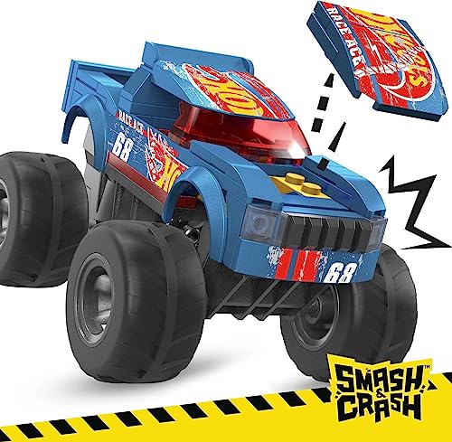 MEGA Hot Wheels Monster Truck Jouets de Construction Le Capot de Course se décolle sur 'impact avec 1 Micro Figurine articulée et des Roues géantes HMM49 - vue 3