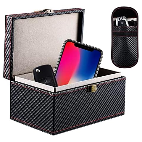 Car Key Signal Blocking Box, Homealexa Large Faraday Box 19 x 13 x 10cm for Keyless Entry Fob RFID Blocking Box, Fob Storage Box Keyless Cars Security Anti Theft Large Storage Box - Black Cover