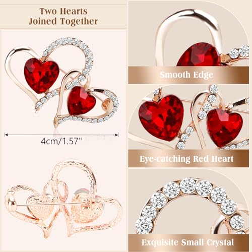 Image of Yadiana LOVE Heart Rhinestone Brooch Pin for Women Girls Fashion, Crystal Love Heart Brooches Lapel Pins Dainty Gold Brooch Stylish Clothes Accessories Valentines Christmas Jewelry Gift for Her